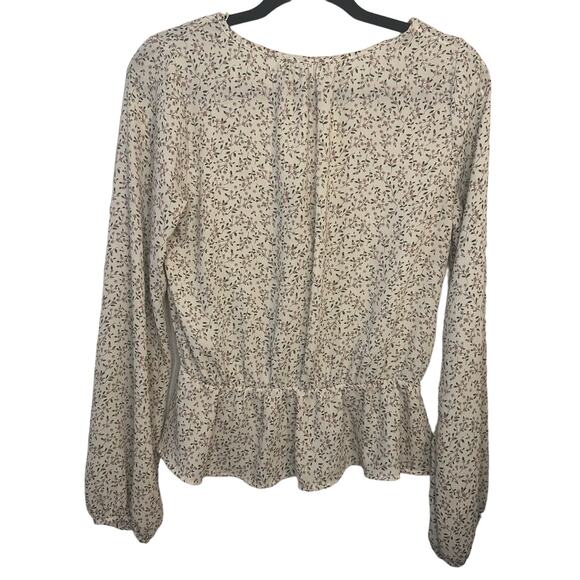 Women's Long Sleeve Floral Printed Peplum V-Neck Blouse Size Medium - Picture 2 of 4